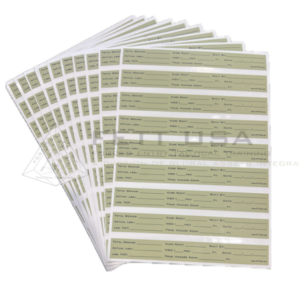 FE611  Vinyl Charge Labels,  Pack of 10 Sheets (9 Labels per Sheet)