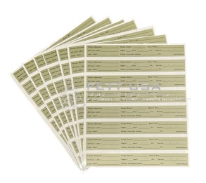 FE611 <br> Vinyl Charge Labels,  Pack of 10 Sheets (8 Labels per Sheet)